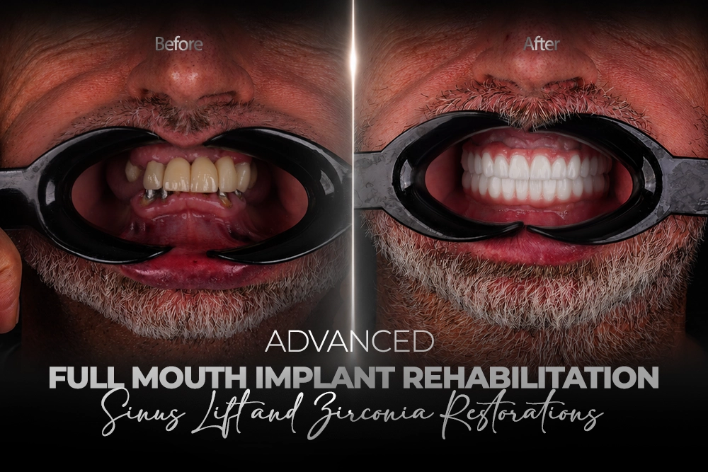 Advanced Full Mouth Implant Rehabilitation: Sinus Lift and Zirconia Restorations