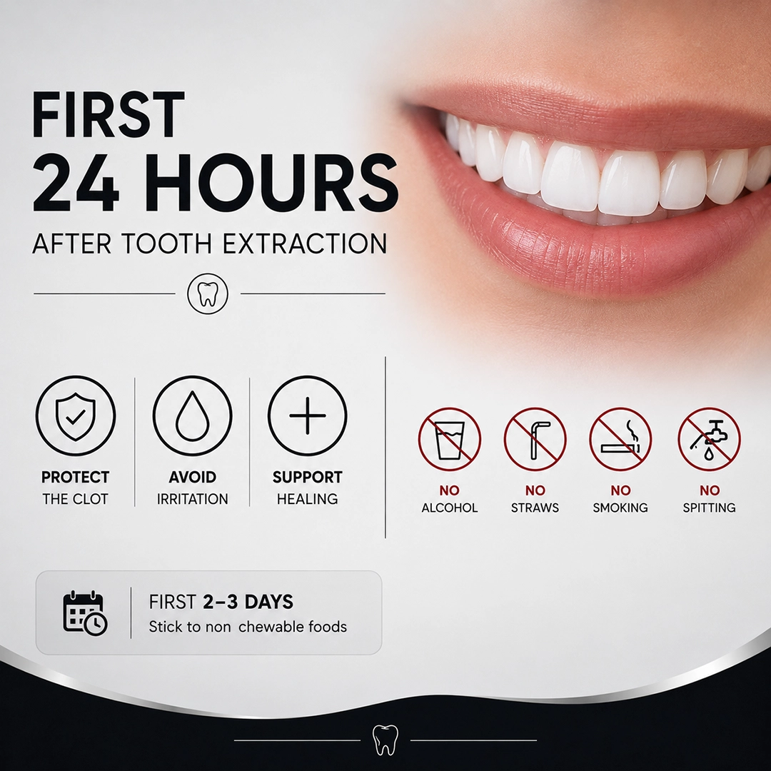 What Does Tooth Extraction Aftercare Involve in the First 24 Hours